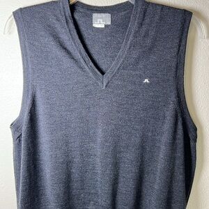 J LINDEBERG MERINO Wool V Neck‎ Vest Sweater Lightweight Pullover Dark Gray XXL
